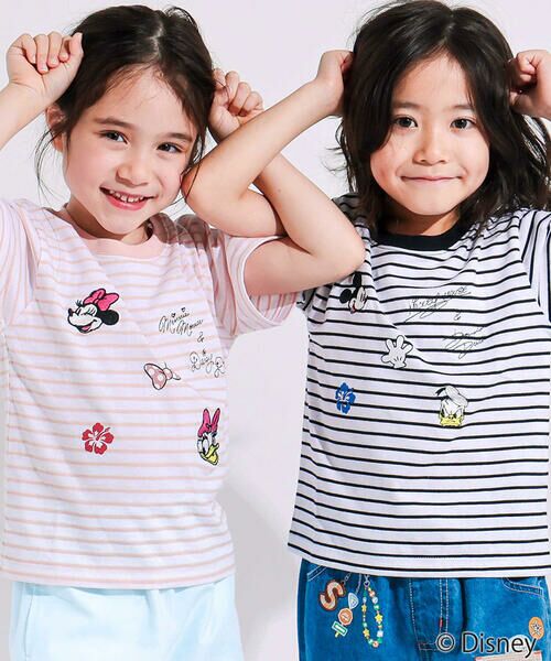 SLAP SLIP / スラップ スリップ Tシャツ | 【ディズニーコレクション】キャラクター刺しゅうボーダー半袖Tシャツ(80~130cm) | 詳細4
