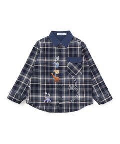 SLAP SLIP / スラップ スリップ シャツ・ブラウス | 【お揃い】フロント恐竜モチーフ刺しゅうチェックシャツ(80~130cm)