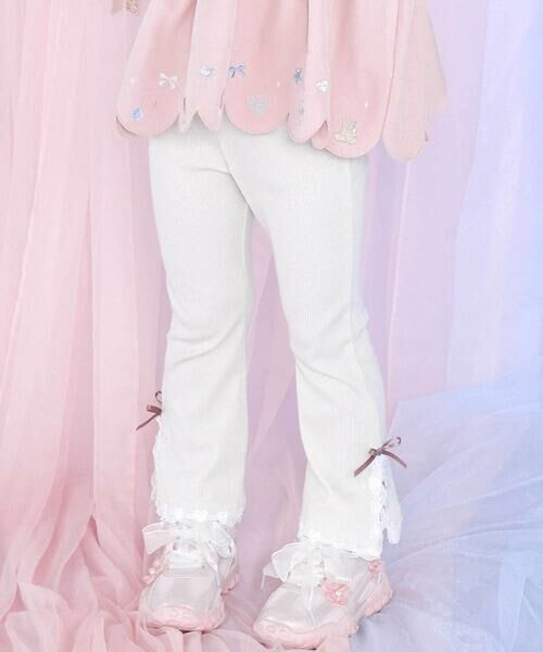 SLAP SLIP / スラップ スリップ レギンス・スパッツ | 裾ハートレースフレアレギンス(80~130cm)(オフホワイト)
