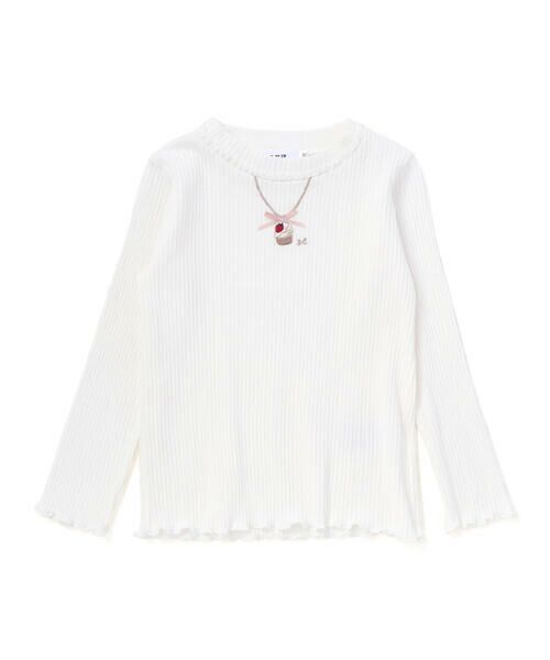 SLAP SLIP / スラップ スリップ Tシャツ | ネックレス刺しゅう長袖Tシャツ(80~130cm)(ホワイト)