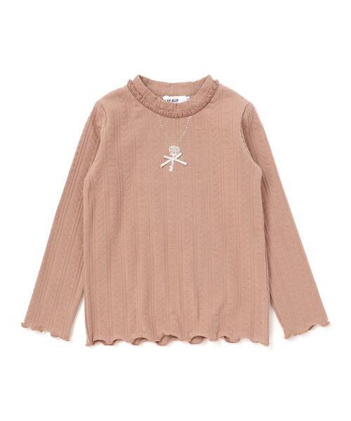 SLAP SLIP / スラップ スリップ Tシャツ | ネックレス刺しゅう長袖Tシャツ(80~130cm)(ブラウン)