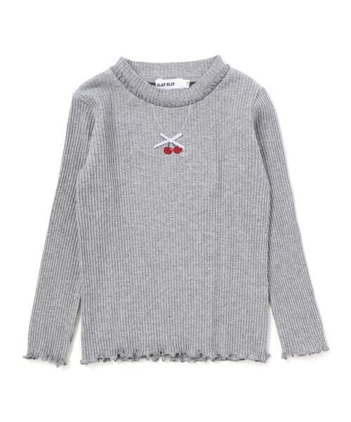 SLAP SLIP / スラップ スリップ Tシャツ | ネックレス刺しゅう長袖Tシャツ(80~130cm)(グレー)