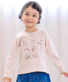 SLAP SLIP / スラップ スリップ Tシャツ | イチゴ刺しゅう裾フリル長袖Tシャツ(80~130cm)