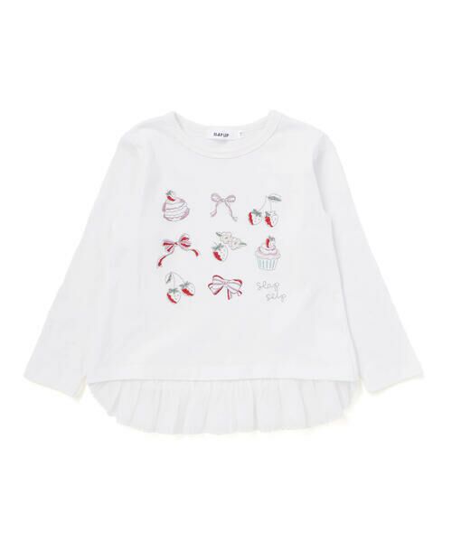 SLAP SLIP / スラップ スリップ Tシャツ | イチゴ刺しゅう裾フリル長袖Tシャツ(80~130cm) | 詳細4