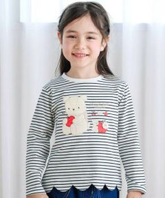 SLAP SLIP / スラップ スリップ Tシャツ | 裾スカラップウサギクマネコモチーフ長袖Tシャツ(80~130cm)