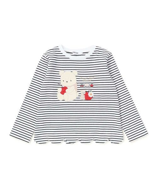 SLAP SLIP / スラップ スリップ Tシャツ | 裾スカラップウサギクマネコモチーフ長袖Tシャツ(80~130cm) | 詳細12