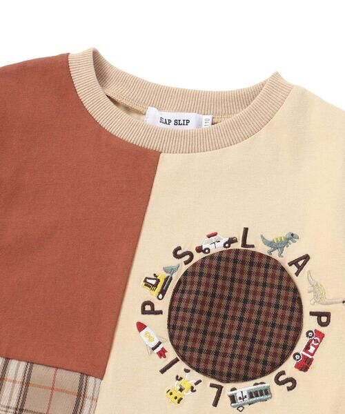 SLAP SLIP / スラップ スリップ Tシャツ | 【お揃い】モチーフ刺しゅうチェック切り替え長袖Tシャツ(80~130cm) | 詳細8