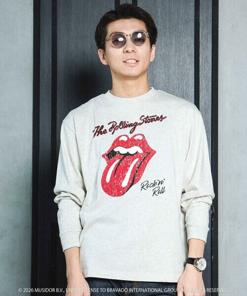 SLAP SLIP / スラップ スリップ Tシャツ | 【ザ・ローリング・ストーンズｘSLAP】フロントｘバックロゴプリント長袖Tシャツ大人（オフホワイト）