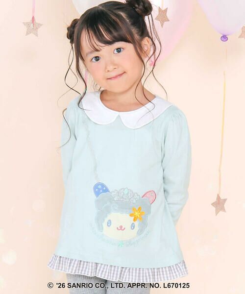 SLAP SLIP / スラップ スリップ Tシャツ | 【サンリオキャラクターズxSLAPSLIP】襟付き裾フリル長袖Tシャツ(80~130cm)(グリーン)