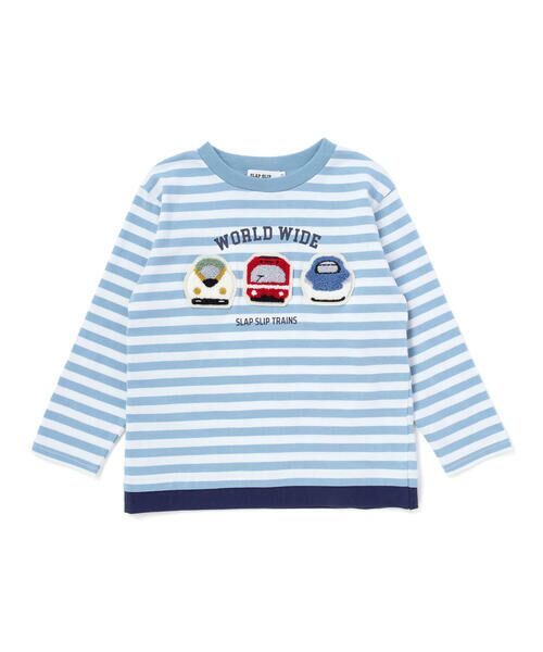 SLAP SLIP / スラップ スリップ Tシャツ | 電車モチーフサガラ刺しゅうボーダー柄長袖Tシャツ(80~130cm) | 詳細4
