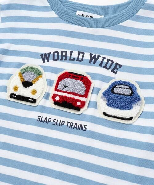 SLAP SLIP / スラップ スリップ Tシャツ | 電車モチーフサガラ刺しゅうボーダー柄長袖Tシャツ(80~130cm) | 詳細6