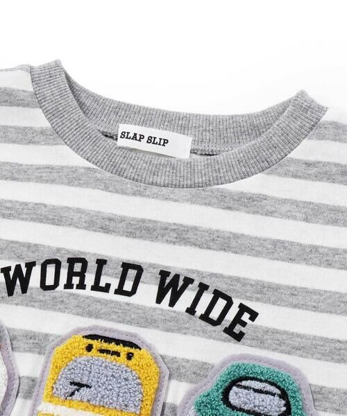 SLAP SLIP / スラップ スリップ Tシャツ | 電車モチーフサガラ刺しゅうボーダー柄長袖Tシャツ(80~130cm) | 詳細11