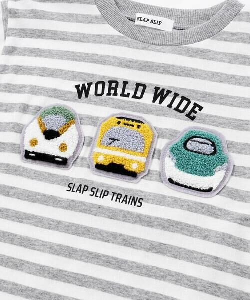 SLAP SLIP / スラップ スリップ Tシャツ | 電車モチーフサガラ刺しゅうボーダー柄長袖Tシャツ(80~130cm) | 詳細12