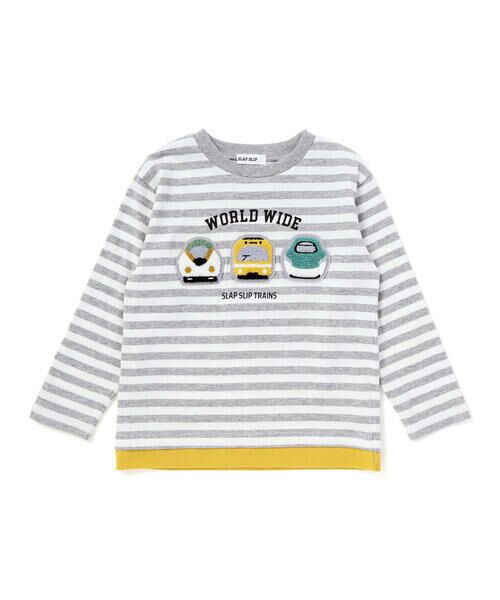 SLAP SLIP / スラップ スリップ Tシャツ | 電車モチーフサガラ刺しゅうボーダー柄長袖Tシャツ(80~130cm) | 詳細9