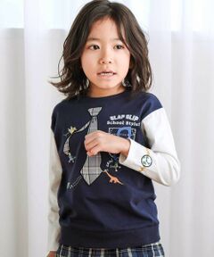 SLAP SLIP / スラップ スリップ Tシャツ | ネクタイメガネパッチ袖切り替え長袖Tシャツ(80~130cm)