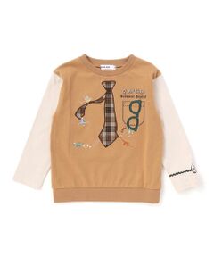SLAP SLIP / スラップ スリップ Tシャツ | ネクタイメガネパッチ袖切り替え長袖Tシャツ(80~130cm)