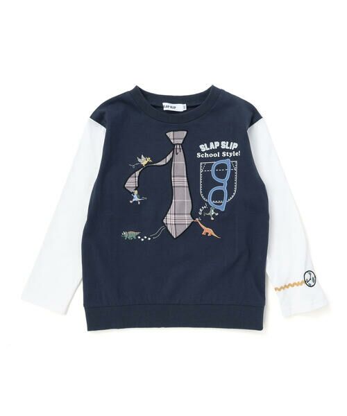 SLAP SLIP / スラップ スリップ Tシャツ | ネクタイメガネパッチ袖切り替え長袖Tシャツ(80~130cm) | 詳細5