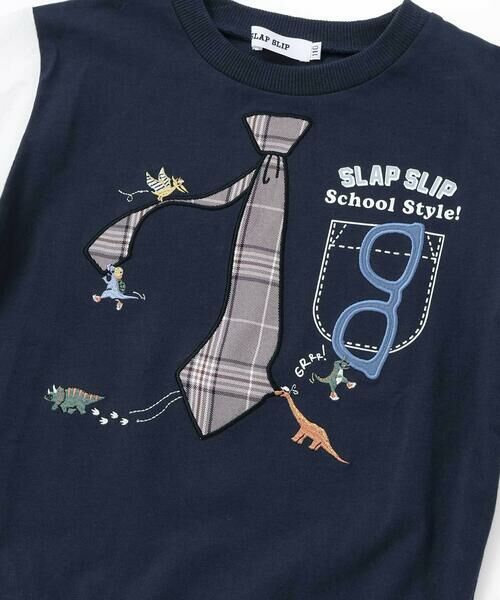 SLAP SLIP / スラップ スリップ Tシャツ | ネクタイメガネパッチ袖切り替え長袖Tシャツ(80~130cm) | 詳細8