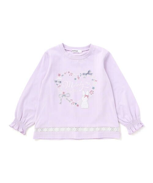 SLAP SLIP / スラップ スリップ Tシャツ | 裾梯子レース天竺長袖Tシャツ(80~130cm)（パープル）