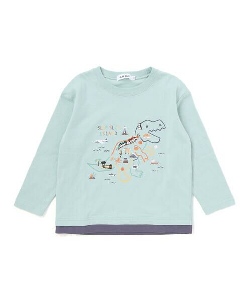 SLAP SLIP / スラップ スリップ Tシャツ | 恐竜地図長袖Tシャツ(80~130cm)（グリーン）