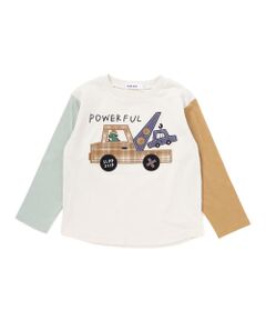 SLAP SLIP / スラップ スリップ Tシャツ | 乗り物プリント袖切り替え長袖Tシャツ(80~130cm)