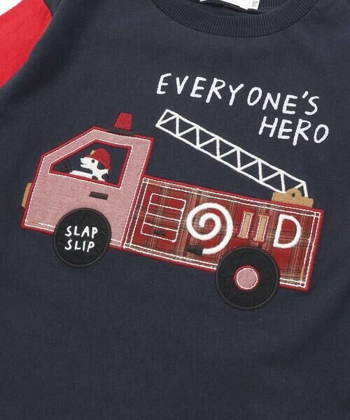 SLAP SLIP / スラップ スリップ Tシャツ | 乗り物プリント袖切り替え長袖Tシャツ(80~130cm) | 詳細9