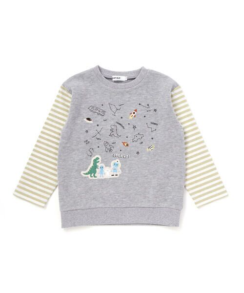 SLAP SLIP / スラップ スリップ Tシャツ | ボーダー切り替え長袖Tシャツ(80~130cm)(グレー)