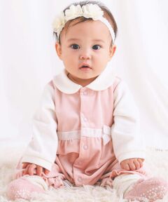 SLAP SLIP BABY / スラップ スリップ ベビー ロンパース | ウエストリボン襟付きベロア2WAYオールベビー(50~70cm)