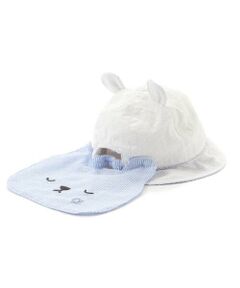 SLAP SLIP BABY / スラップ スリップ ベビー ベビー・キッズグッズ | 【お揃い/UVカット】ドットストライプチェッククマさん日よけ付きハットベビー(46~48cm)