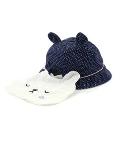 SLAP SLIP BABY / スラップ スリップ ベビー ベビー・キッズグッズ | 【お揃い/UVカット】ドットストライプチェッククマさん日よけ付きハットベビー(46~48cm)