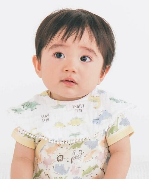 SLAP SLIP BABY / スラップ スリップ ベビー スタイ・ビブ | 【お揃い】縁レース恐竜イチゴおもちゃマルチ総柄スタイ | 詳細4