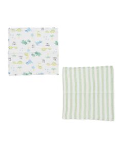 SLAP SLIP BABY / スラップ スリップ ベビー ハンカチ | 【お揃い】恐竜イチゴおもちゃマルチ総柄ボーダーチェックハンカチ2点セット