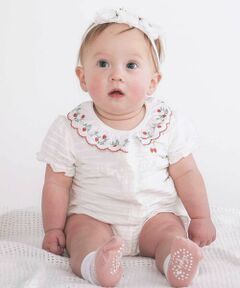 SLAP SLIP BABY / スラップ スリップ ベビー ロンパース | イチゴ刺しゅう襟風レーシー天竺ロンパースベビー(60~80cm)