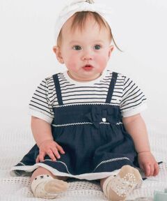 SLAP SLIP BABY / スラップ スリップ ベビー ロンパース | 【お揃い】リボン付きレースワンピドッキングマリン風ロンパースベビー(70~80cm)