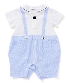 SLAP SLIP BABY / スラップ スリップ ベビー ロンパース | 【お揃い】タイ付きサロペットドッキングセーラー襟マリン風ロンパースベビー(70~80cm)