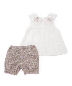 SLAP SLIP BABY / スラップ スリップ ベビー ベビー・キッズウエア | 花刺しゅうリボン襟チュニック+花柄ブルマセットアップベビー(70~80cm)