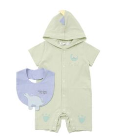 SLAP SLIP BABY / スラップ スリップ ベビー ロンパース | トゲトゲとさかフード付きロンパース+恐竜スタイ2点セットベビー(70~80cm)