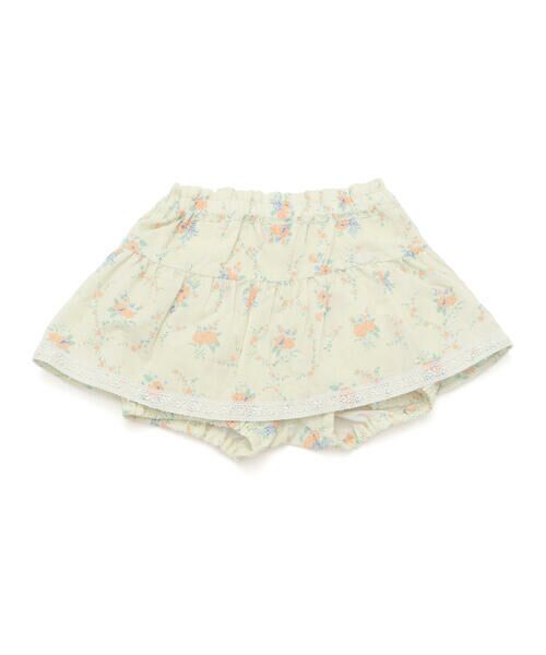SLAP SLIP BABY/スラップ スリップ ベビー ストライプレース花柄ブルマ付きスカートベビー イエロー系(花柄) ワンサイズ SLAP SLIP BABY/スラップ スリップ ベビー ストライプレース花柄ブルマ付きスカートベビー イエロー系(花柄) ワンサイズ