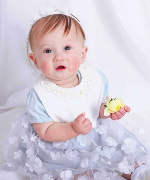 SLAP SLIP BABY / スラップ スリップ ベビー スタイ・ビブ | レモン花ちょうちょう刺しゅうスカラップフリル襟付きスタイベビー | 詳細2