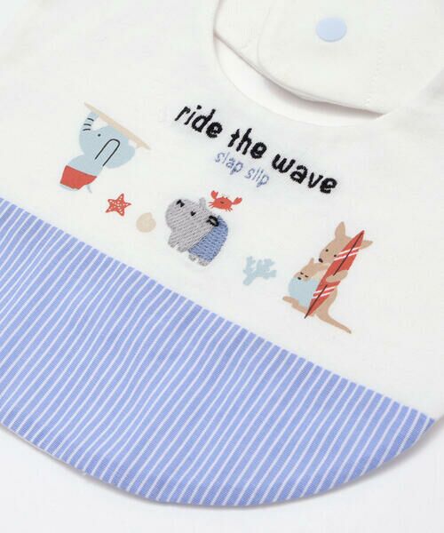 SLAP SLIP BABY / スラップ スリップ ベビー スタイ・ビブ | ストライプチェック切り替えアニマル恐竜プリント刺しゅうスタイベビー | 詳細3