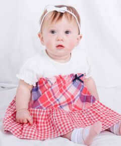 SLAP SLIP BABY / スラップ スリップ ベビー ロンパース | 【お揃い】リボン付きダブルガーゼチェックティアード切り替えドッキングロンパースベビー(60~80cm)