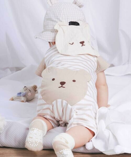 SLAP SLIP BABY / スラップ スリップ ベビー ロンパース | おしりクマさんボーダー切り替えロンパースベビー(60~80cm) | 詳細5