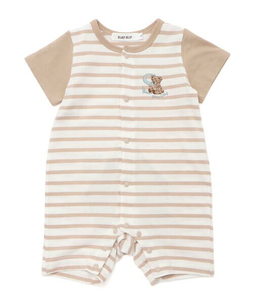 SLAP SLIP BABY/スラップ スリップ ベビー おしりクマさんボーダー切り替えロンパースベビー(60~80cm) ベージュ系 60cm SLAP SLIP BABY/スラップ スリップ ベビー おしりクマさんボーダー切り替えロンパースベビー(60~80cm) ベージュ系 60cm