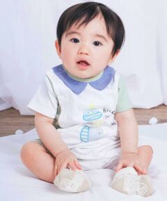 SLAP SLIP BABY / スラップ スリップ ベビー ロンパース | 襟付きアニマルモチーフ切り替えロンパースベビー(60~80cm)
