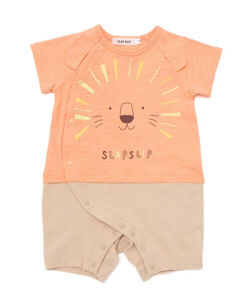SLAP SLIP BABY/スラップ スリップ ベビー 前後ライオンプリント切り替えロンパースベビー(70~80cm) オレンジ 70cm SLAP SLIP BABY/スラップ スリップ ベビー 前後ライオンプリント切り替えロンパースベビー(70~80cm) オレンジ 70cm