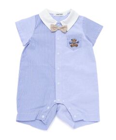 SLAP SLIP BABY / スラップ スリップ ベビー ロンパース | リボンタイ付きシャツ風ストライプ切り替えロンパースベビー(70~80cm)