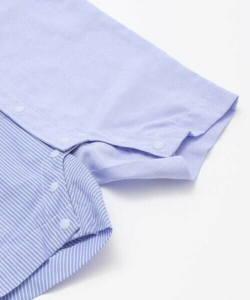 リボンタイ付きシャツ風ストライプ切り替えロンパースベビー(70