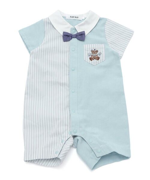 SLAP SLIP BABY / スラップ スリップ ベビー ロンパース | リボンタイ付きシャツ風ストライプ切り替えロンパースベビー(70~80cm) | 詳細14