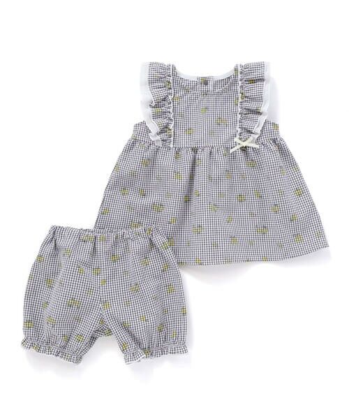 【美品】バーバリー　ワンピース　ブルマ　セットアップ セール】 【お揃い】イチゴレモンフルーツ柄チェック切り替え