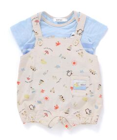 SLAP SLIP BABY / スラップ スリップ ベビー ベビー・キッズウエア | 【お揃い】恐竜海モチーフ総柄サロペット+海のいきものプリントボディミニセットベビー(70~80cm)